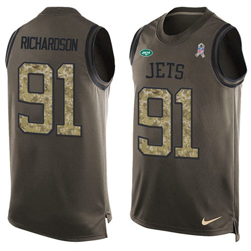 Nike Jets #91 Sheldon Richardson Green Men's Stitched NFL Limited Salute To Service Tank Top Jersey - Click Image to Close